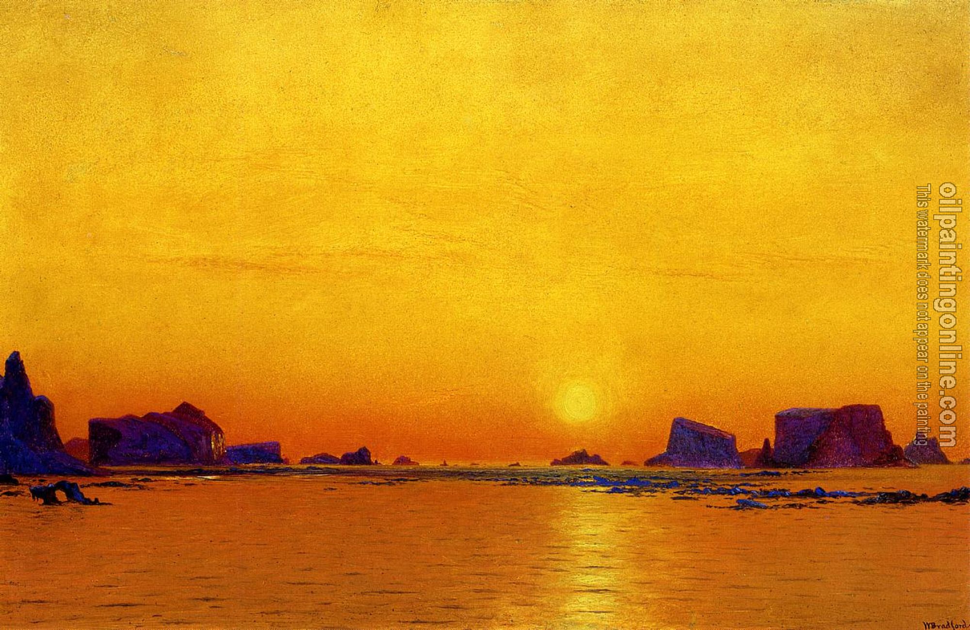 William Bradford - Ice Floes under the Midnight Sun